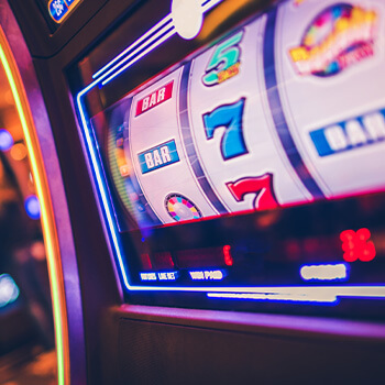 A close up of the slot machine screen